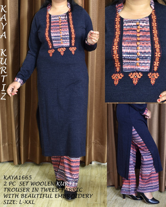 Buy ELTHIA Woollen Acrylic Women Kurti for Winter Wear |Woolen Long  Straight Solid Kurti -Brown at Amazon.in